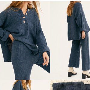 Free People Hailee Sweater Set Navy Blue